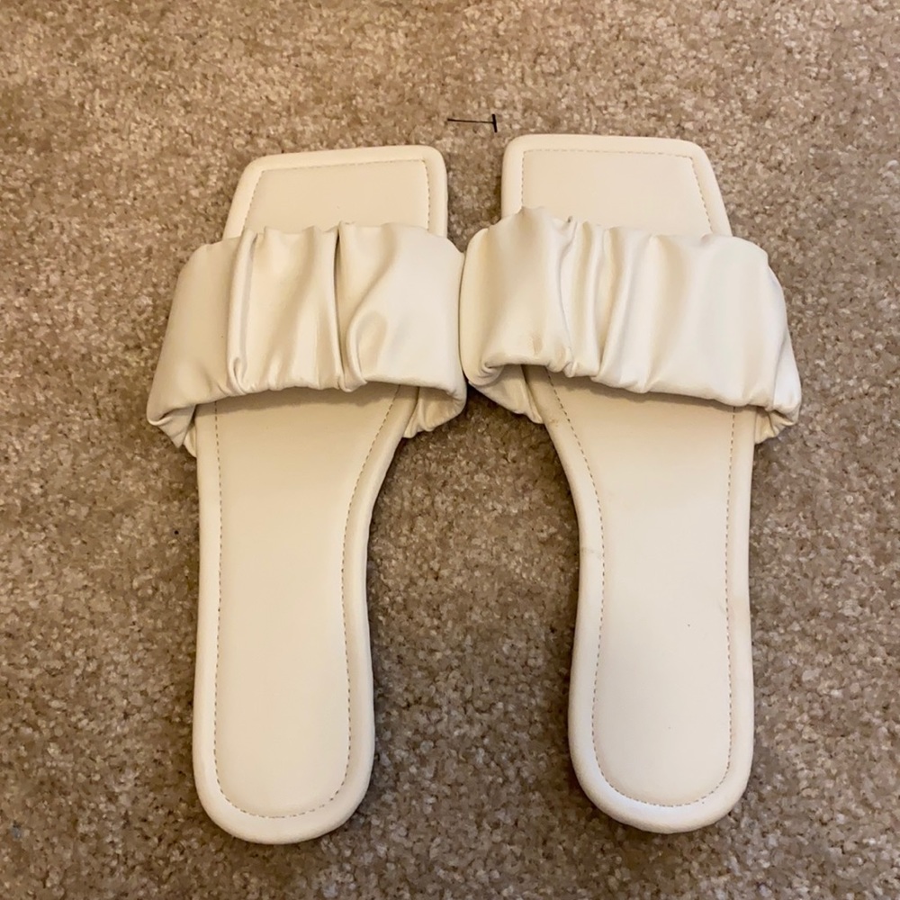 White ruffle sandals